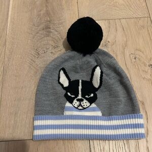 Kate Spade Gray and Blue Frenchie Beanie